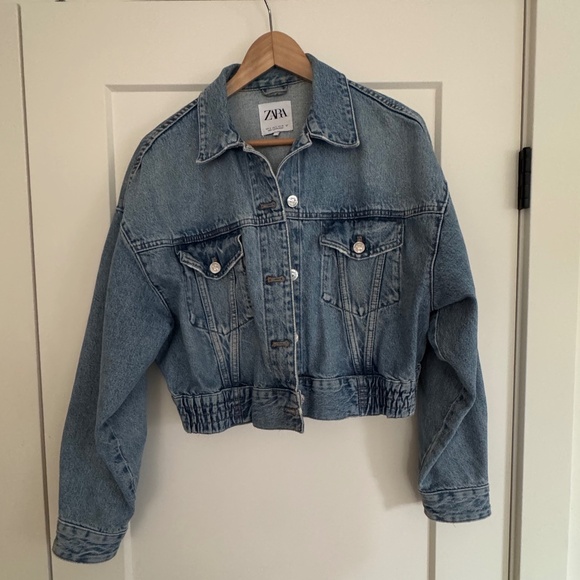 Zara Cropped Denim Jacket - Picture 1 of 2